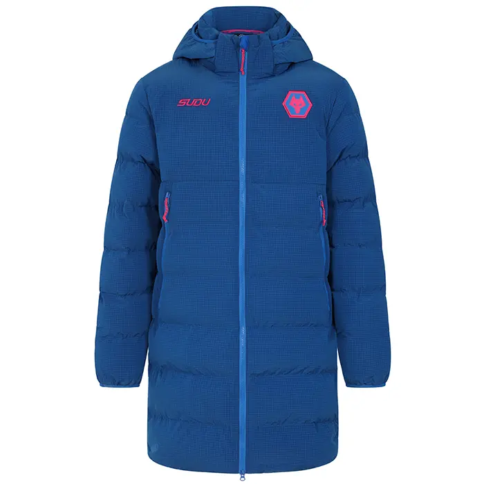 Wolverhampton Wanderers Kits Shop | 2025-26 Players Training Long Bench Jacket – Blue Wolves Jerseys and Gear